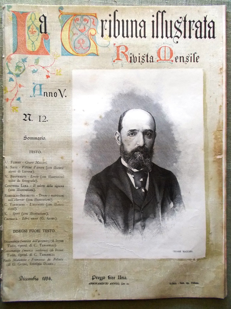 La Tribuna Illustrata Mensile Dicembre 1894 Cesare Maccari Loreto Donne …