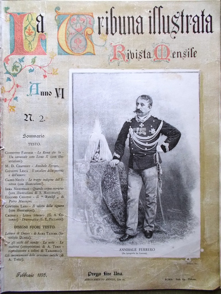 La Tribuna Illustrata Mensile Febbraio 1895 Ferrero Ratcliff di Mascagni …