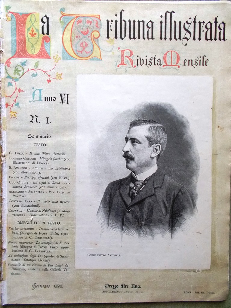 La Tribuna Illustrata Mensile Gennaio 1895 Antonelli Brunetiere Palestrina Dei