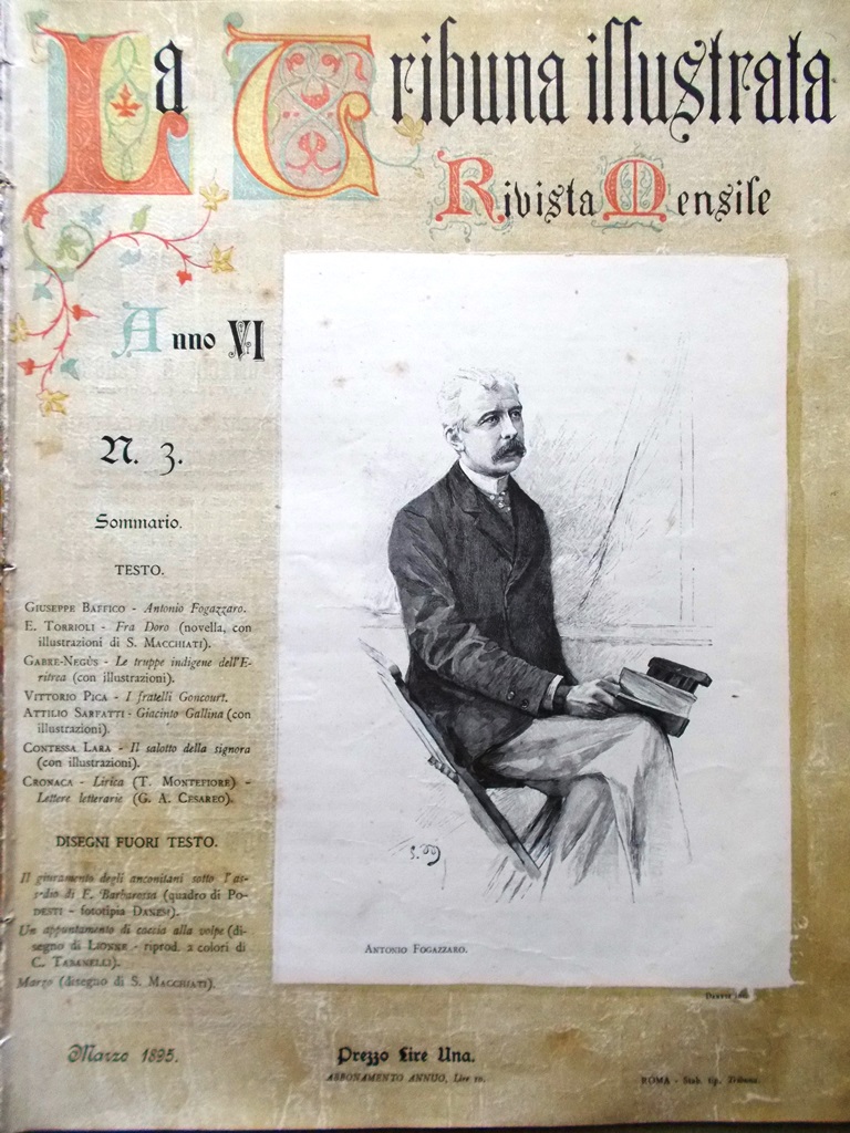 La Tribuna Illustrata Mensile Marzo 1895 Fogazzaro Gallina Goncourt Benini …