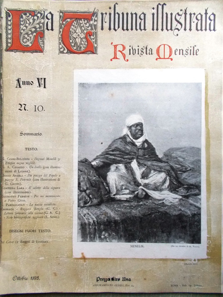 La Tribuna Illustrata Mensile Ottobre 1895 Menelik Colfiorito Cossa Socialista