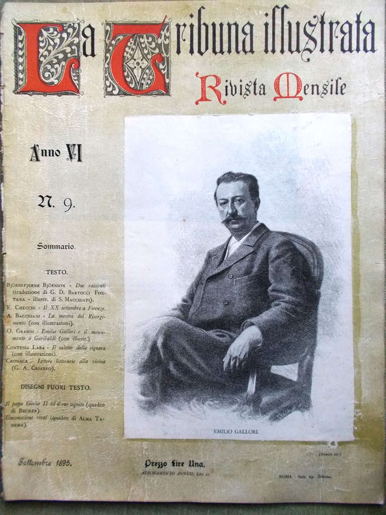 La Tribuna Illustrata Mensile Settembre 1895 Emilio Gallori Mostra Risorgimento