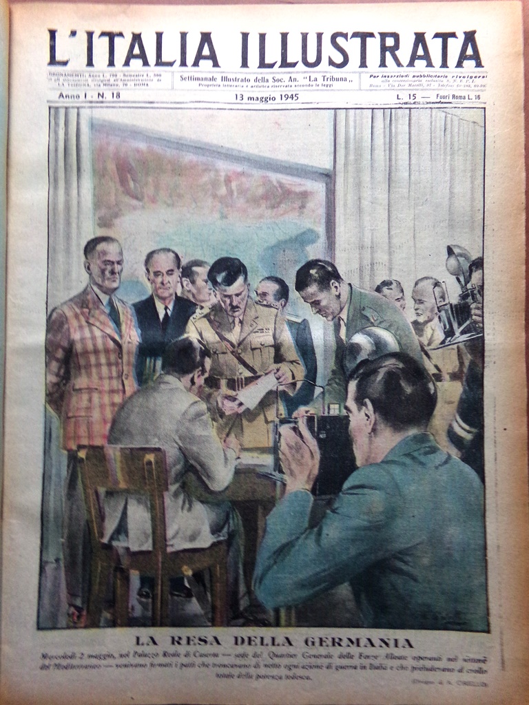 La Tribuna Italia Illustrata 13 Maggio 1945 WW2 Resa Germania …