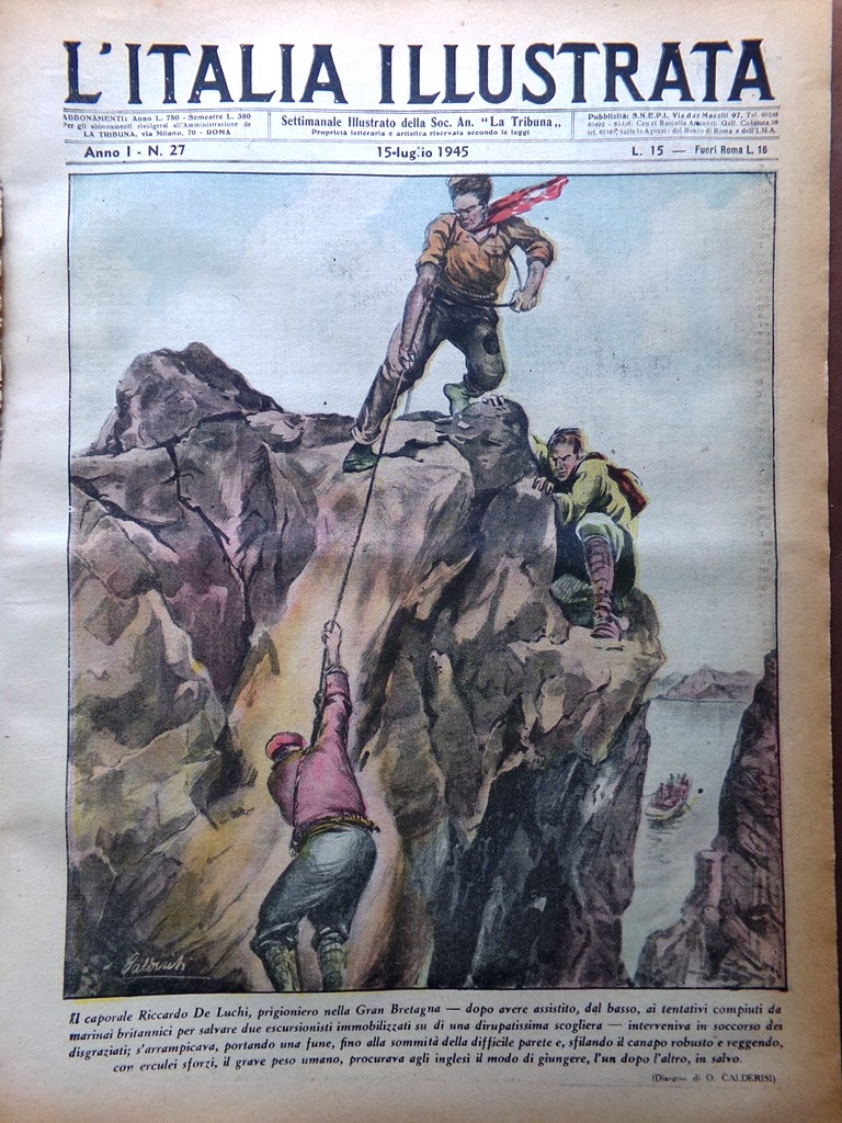 La Tribuna Italia Illustrata 15 Luglio 1945 WW2 Caso Shanti …
