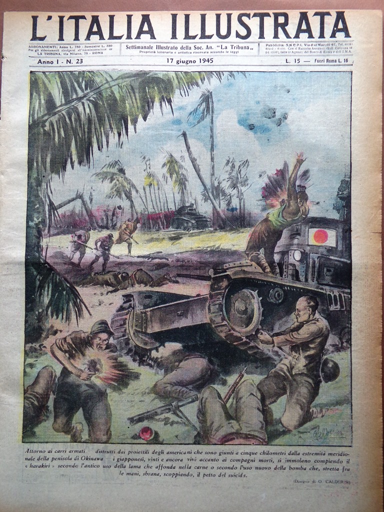 La Tribuna Italia Illustrata 17 Giugno 1945 WW2 Okinawa Ragazze …