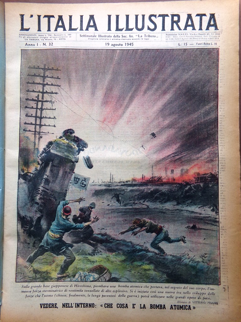 La Tribuna Italia Illustrata 19 Agosto 1945 WW2 Bomba Atomica …