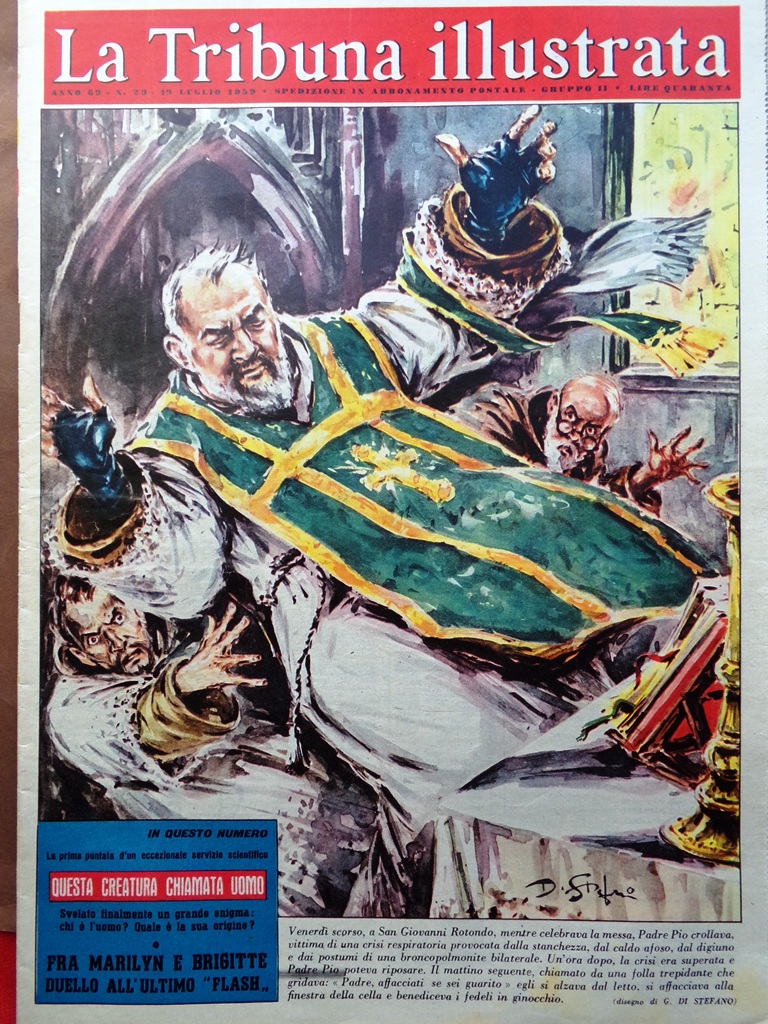 La Tribuna Italia Illustrata 19 Luglio 1959 Padre Pio Marilyn …