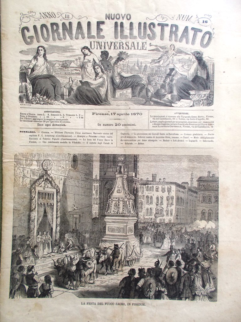 Nuovo Giornale Illustrato Universale 17 Aprile 1870 Ungheria Firenze Barcellona