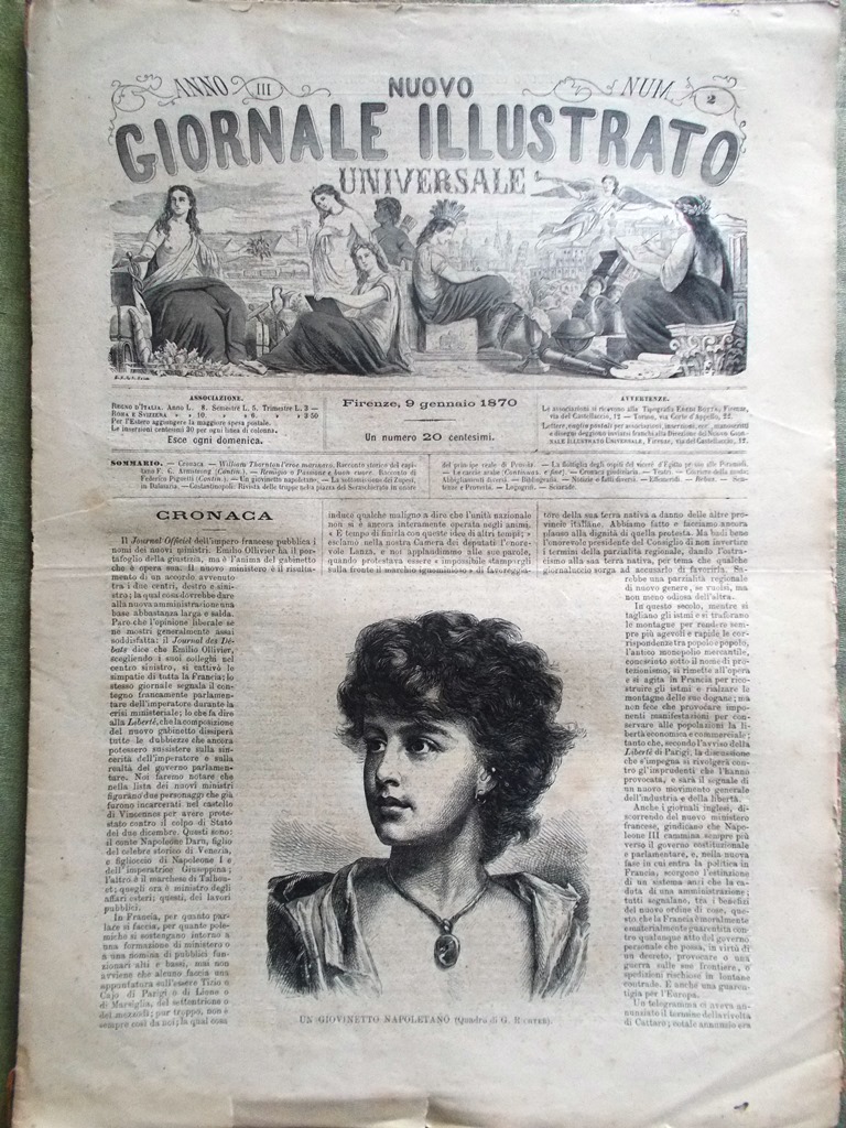 Nuovo Giornale Illustrato Universale 9 Gennaio 1870 Zupesi Egitto Costantinopoli