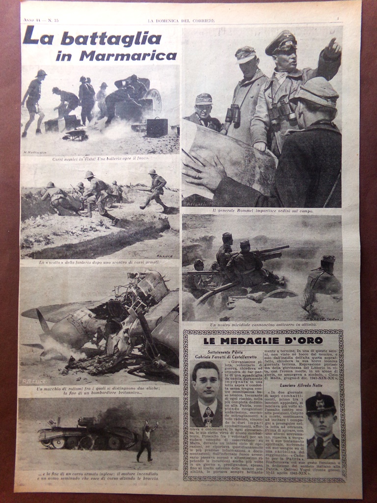 Pagina Anni 40 WW2 Battaglia in Marmarica Rommel Ferretti Notte …