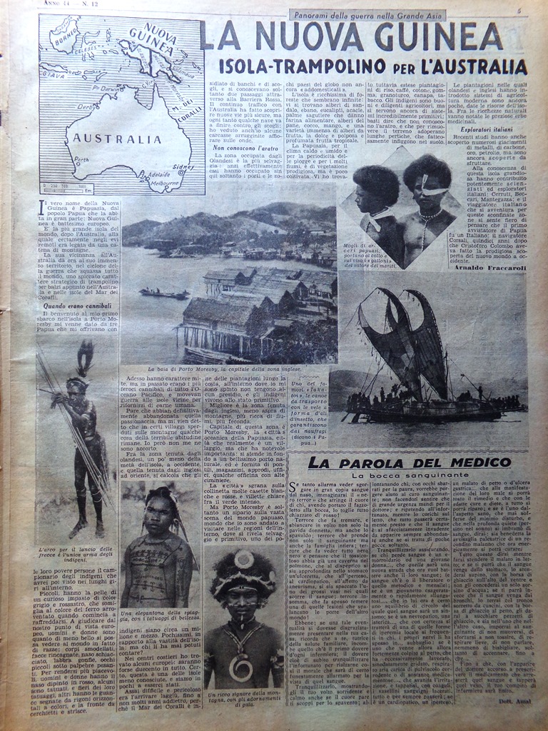 Pagina Anni 40 WW2 Nuova Guinea Medaglie d'Oro Parentele Cinematografiche