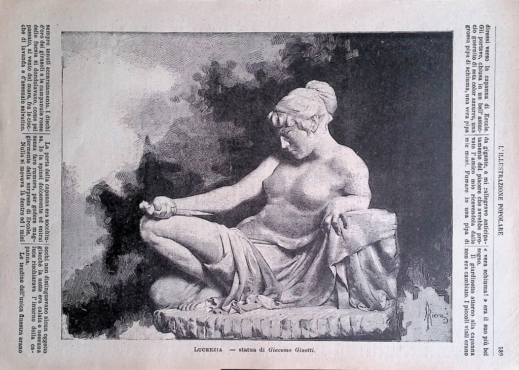 Pagina del 1886 Lucrezia Statua di Giacomo Ginotti