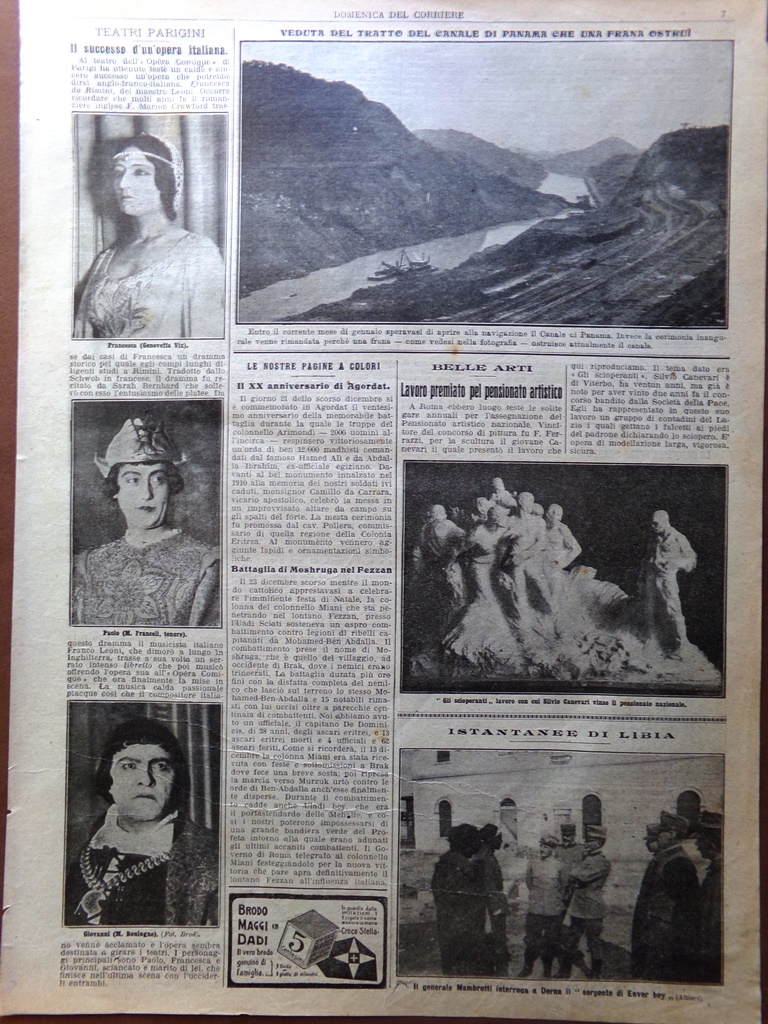 Pagina del 1914 Teatro Siracusa Flammarion Canale di Panama Francesca …