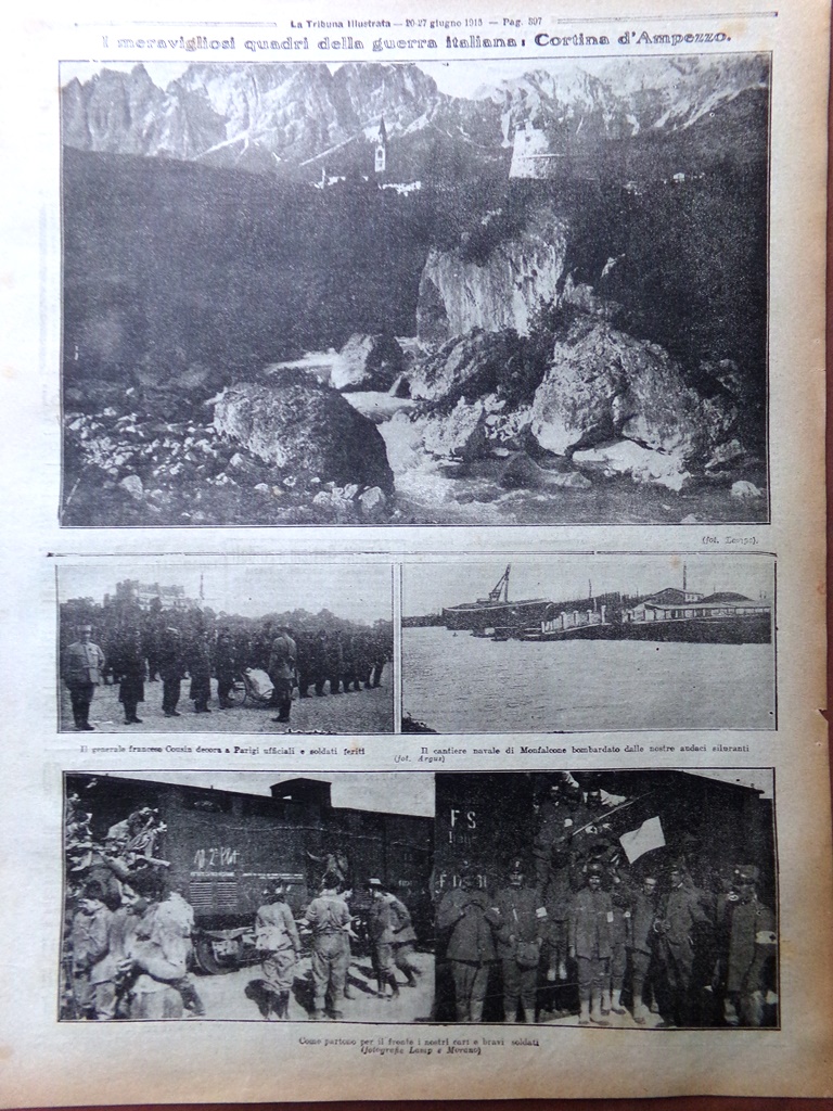 Pagina del 1915 WW1 Cortina d'Ampezzo Cantiere Monfalcone Cousin Parigi …