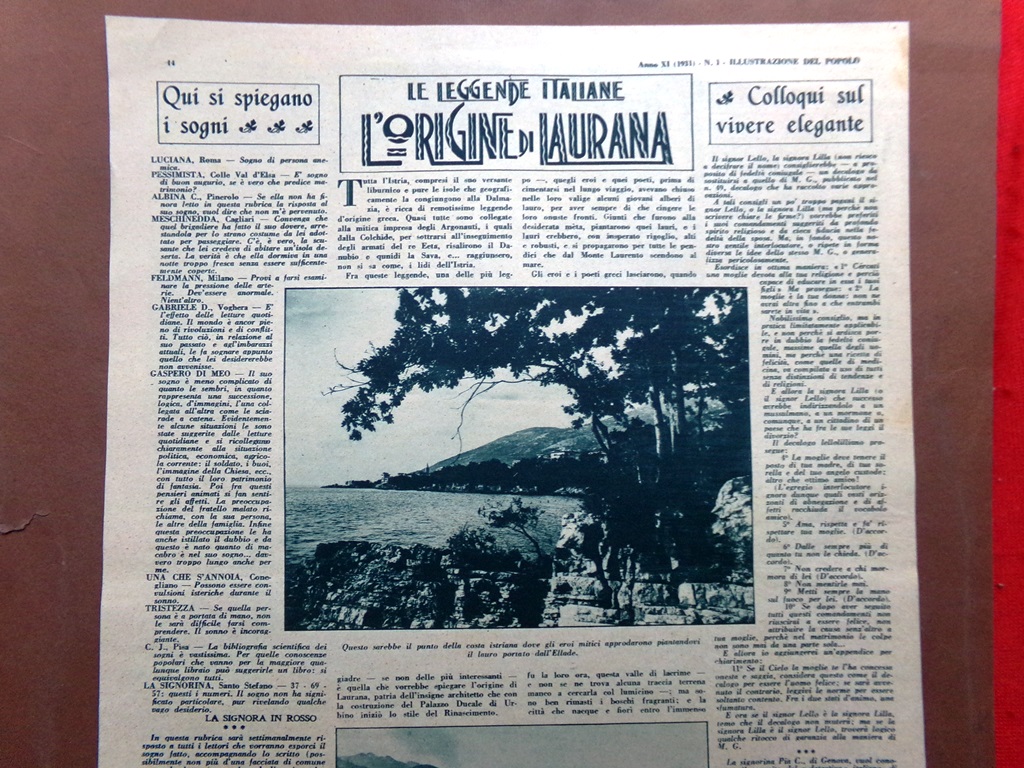 Pagina del 1931 L'origine di Laurana Mistero dell'Isola di Pasqua …