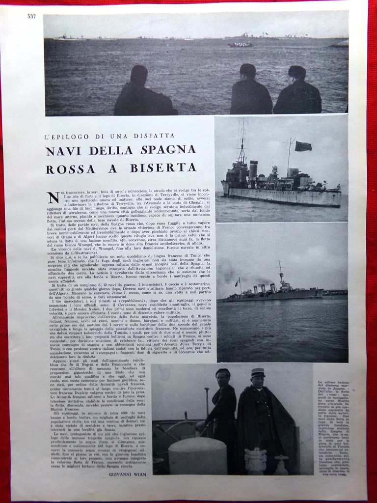 Pagina del 1939 Navi Spagna Rossa Biserta Goering Farinacci Benni …