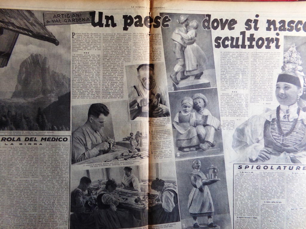 Pagina del 1939 Paese Scultori Artigiani di Val Gardena Signore …