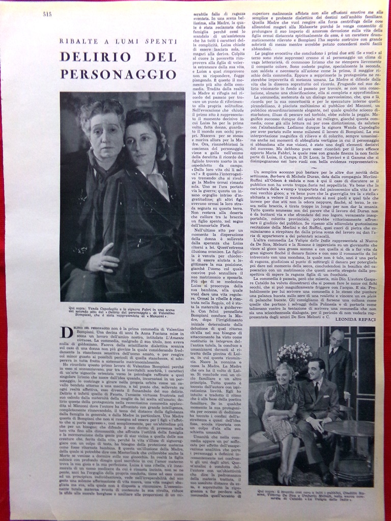 Pagina del 1939 Vanda Capodaglio Vittorio De Sica Melnati Fosse …