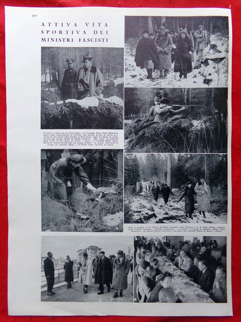 Pagina del 1939 Vita Sportiva Ministri Fascisti Ciano Settima Divisione …