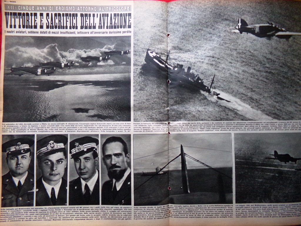 Pagina del 1952 Cinque Anni Eroismo Vittorie Sacrifici Aviazione Bombe …