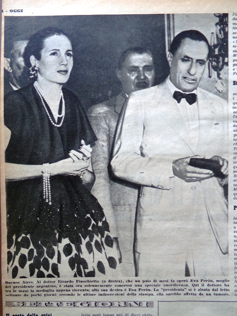 Pagina del 1952 Eva Peron Ricardo Finochietto Moglie di George …