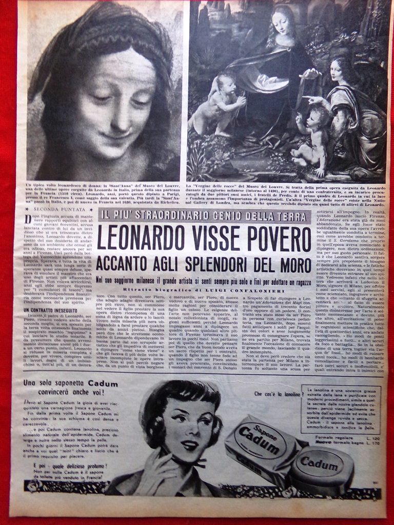 Pagina del 1952 Leonardo da Vinci Cinque Anni Eroismo Mezzi …