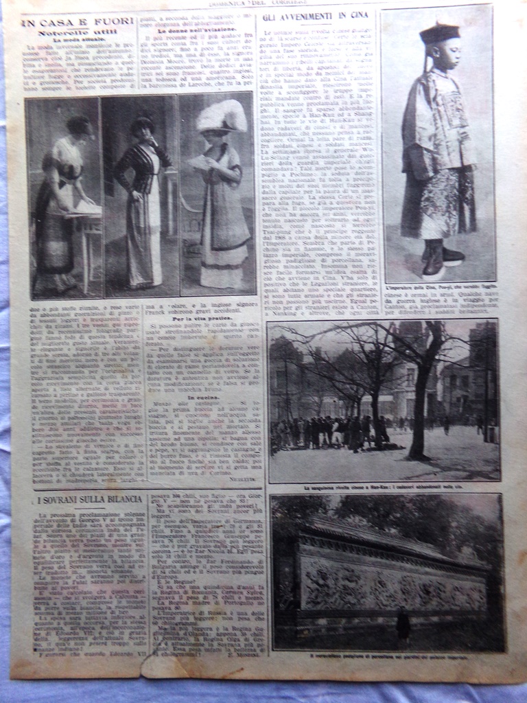 Pagine del 1911 Avvenimenti in Cina Fuga Imperatore Pu Yi …