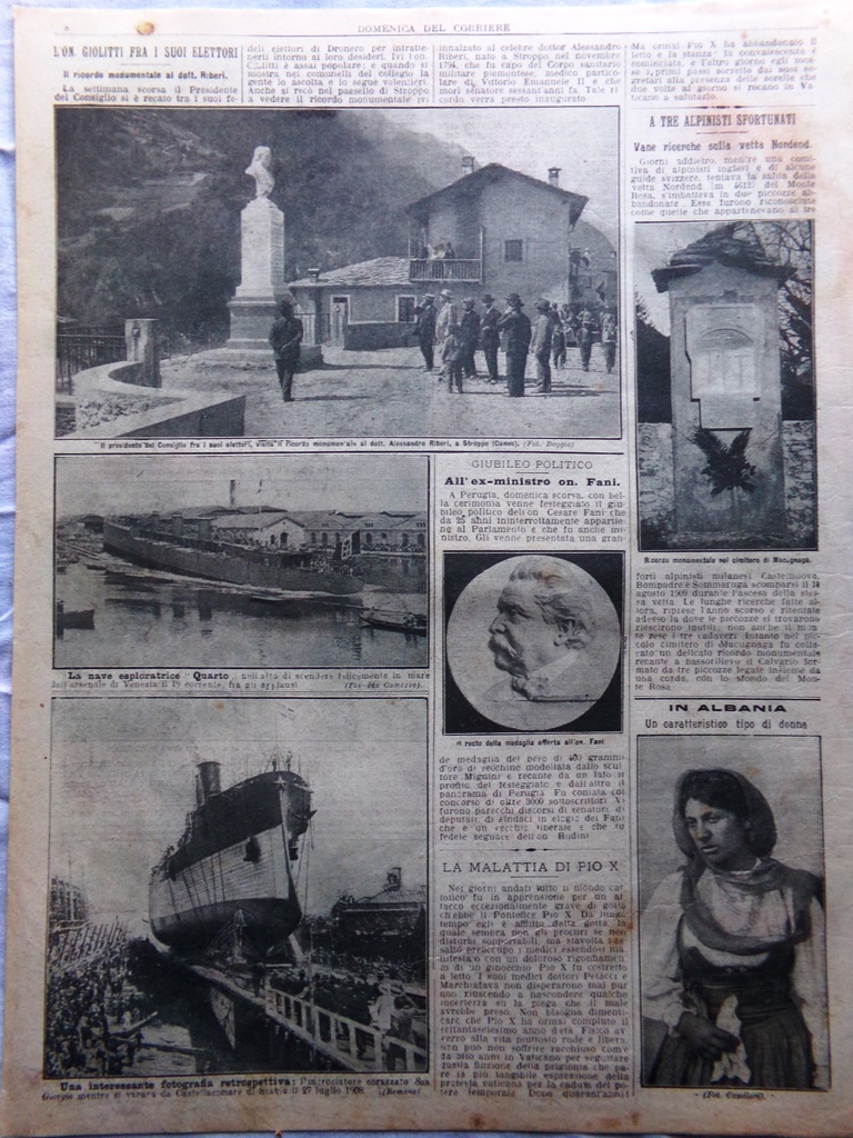 Pagine del 1911 Giolitti Stroppo Malattia Pio X San Giorgio …
