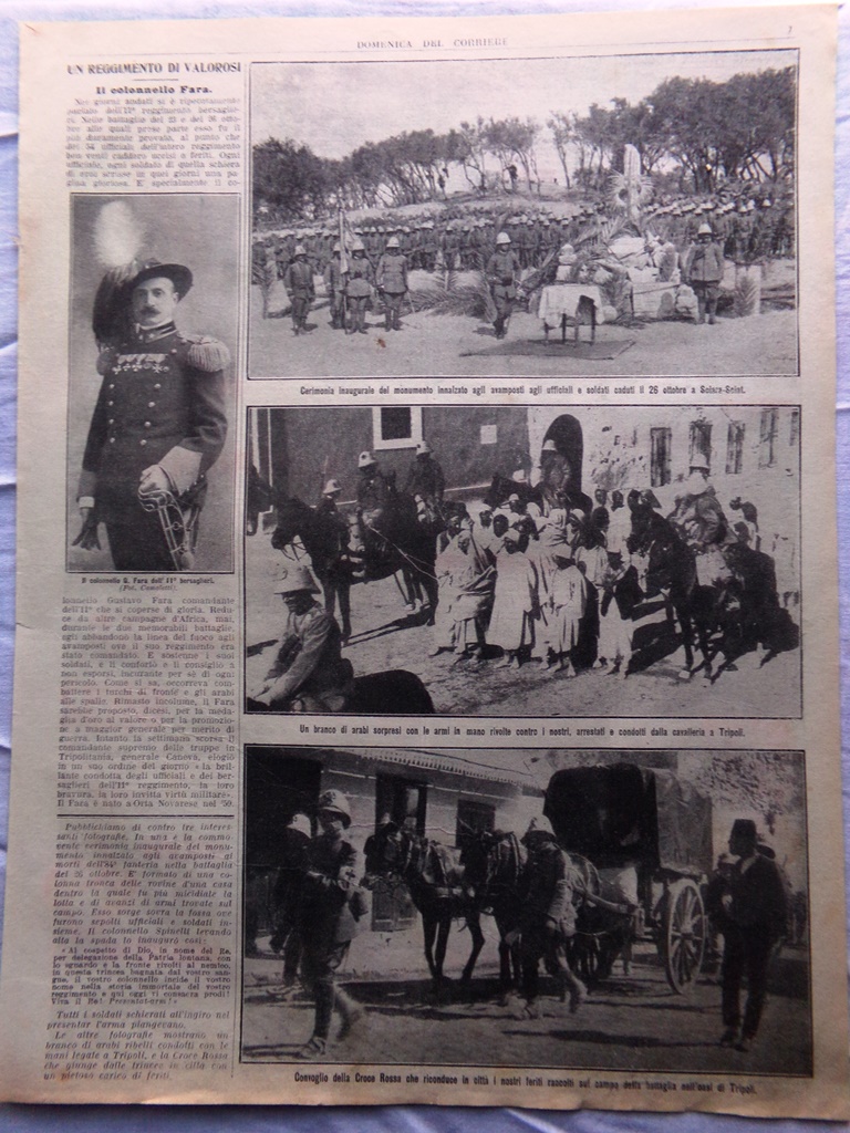 Pagine del 1911 Gustavo Fara Tripoli Motore di Martinelli Convoglio …
