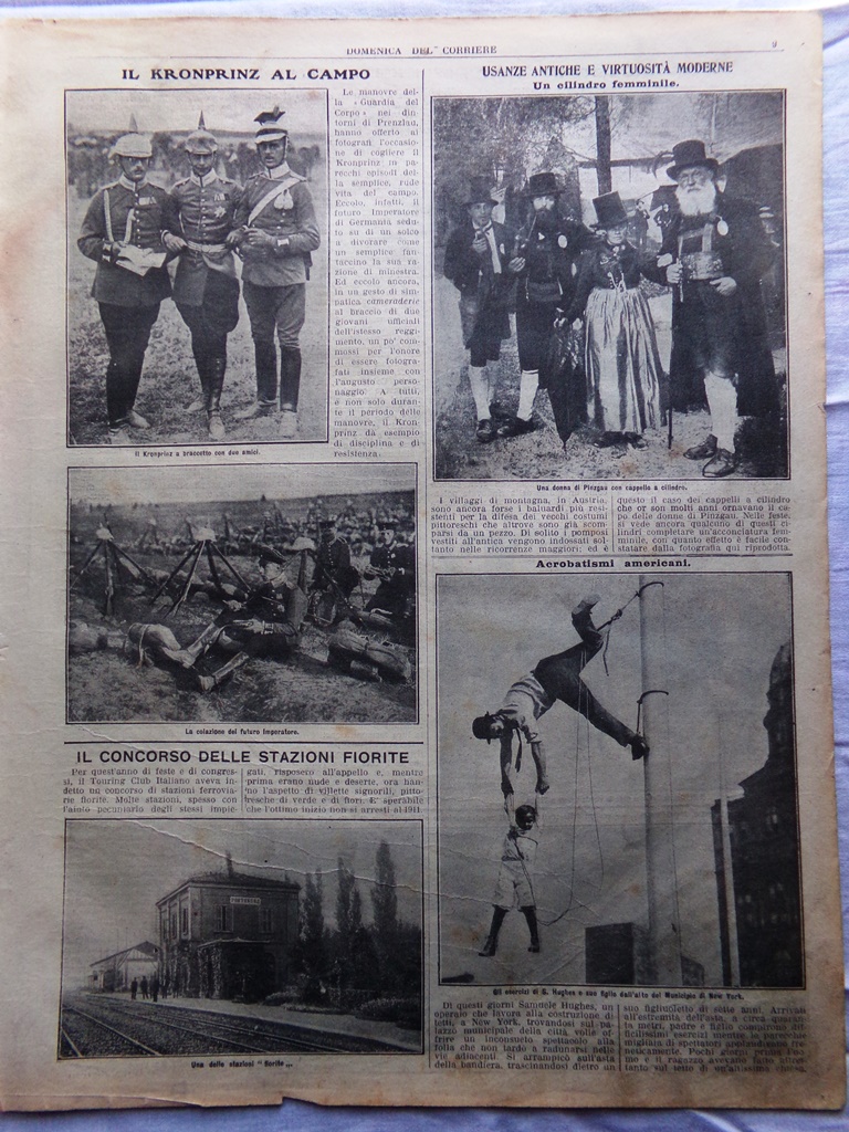 Pagine del 1911 Kronprinz Sovrani Romania Fallieres Misere Recluse Biondi …