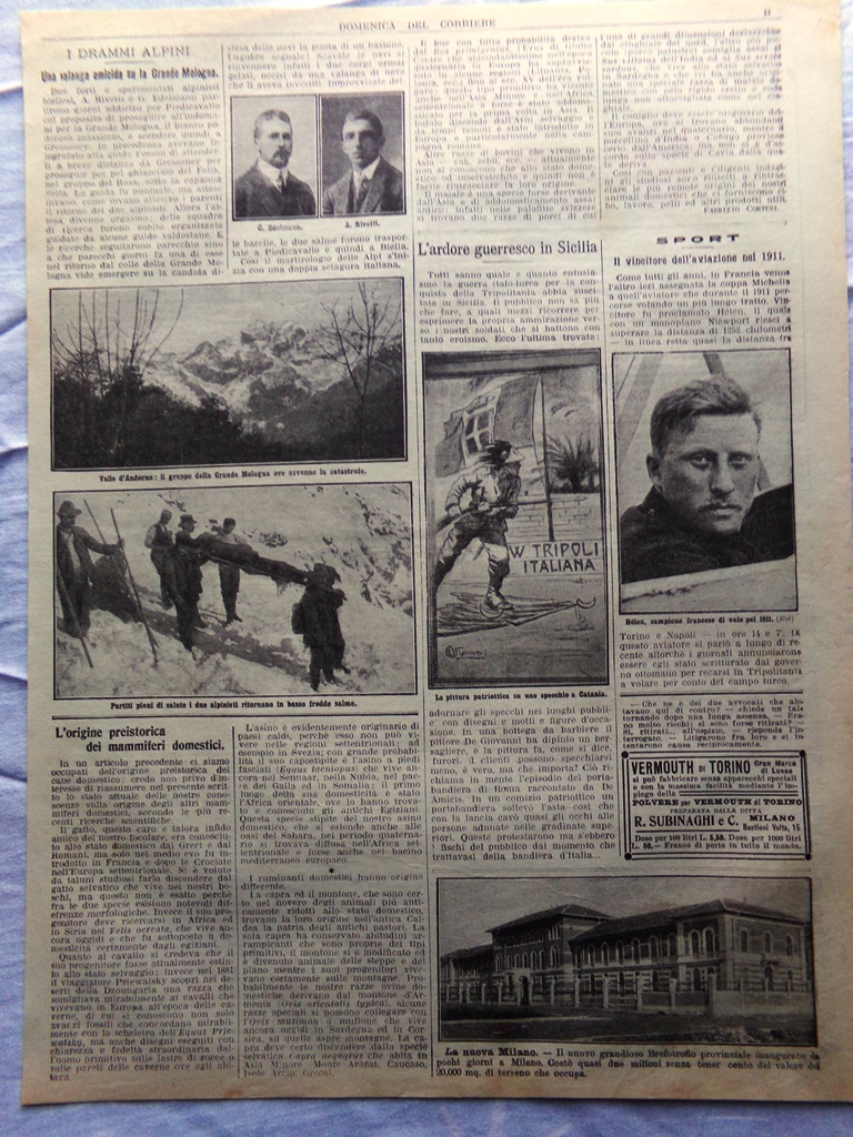 Pagine del 1912 Aviazione Hélen Valanga sulla Grande Mologna Brefotrofio …