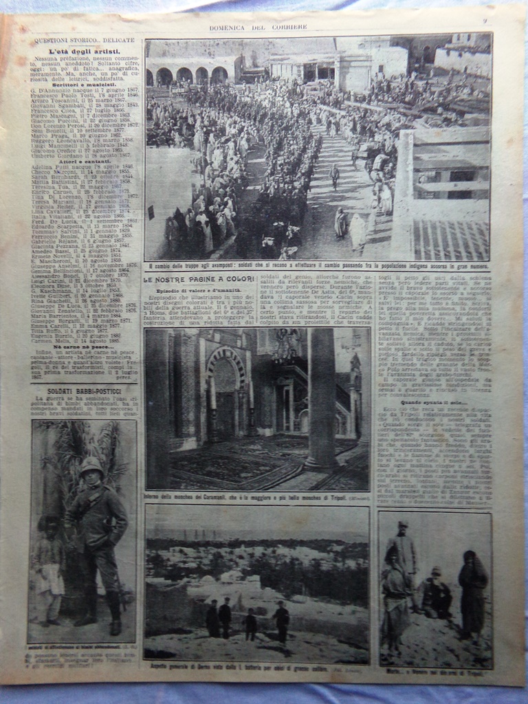 Pagine del 1912 Cambio Truppe Moschea Caramanli Navi Turche Suez …