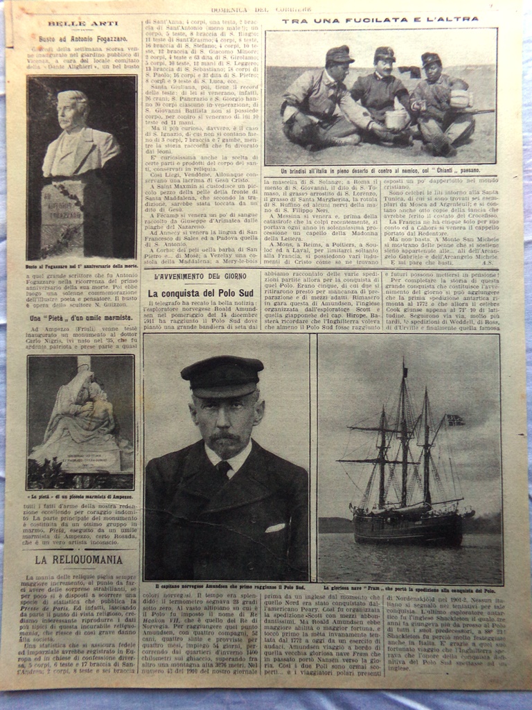 Pagine del 1912 Conquista del Polo Sud Amundsen Carnevale Tripolitania …