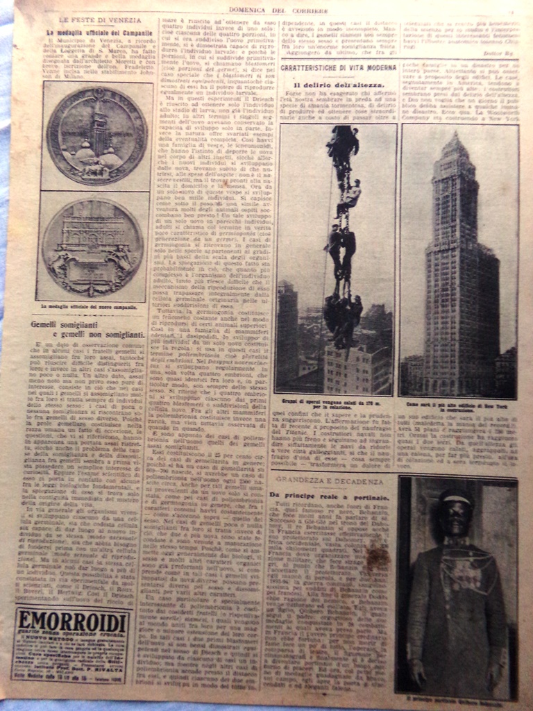 Pagine del 1912 Delirio Altezza Principe Behanzin Medaglia del Campanile …