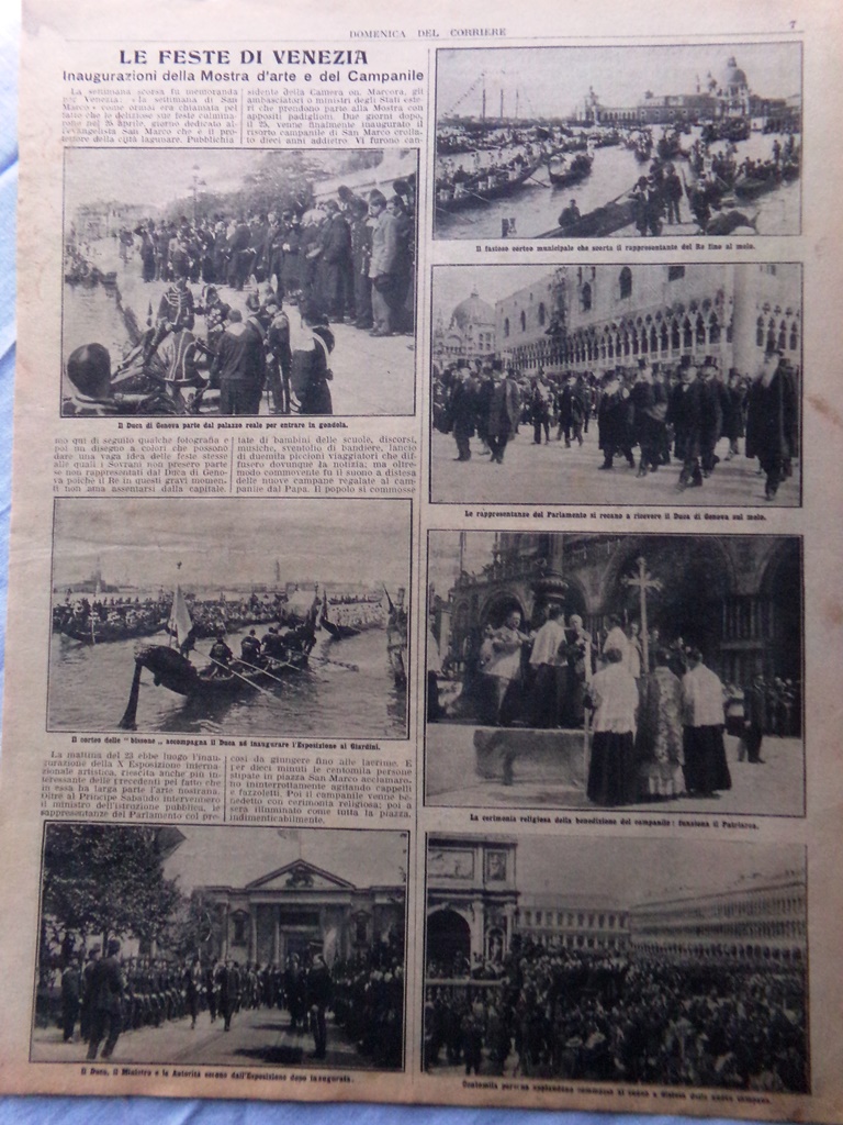 Pagine del 1912 Feste Venezia Inaugurazione Mostra Campanile Notizie Libia …