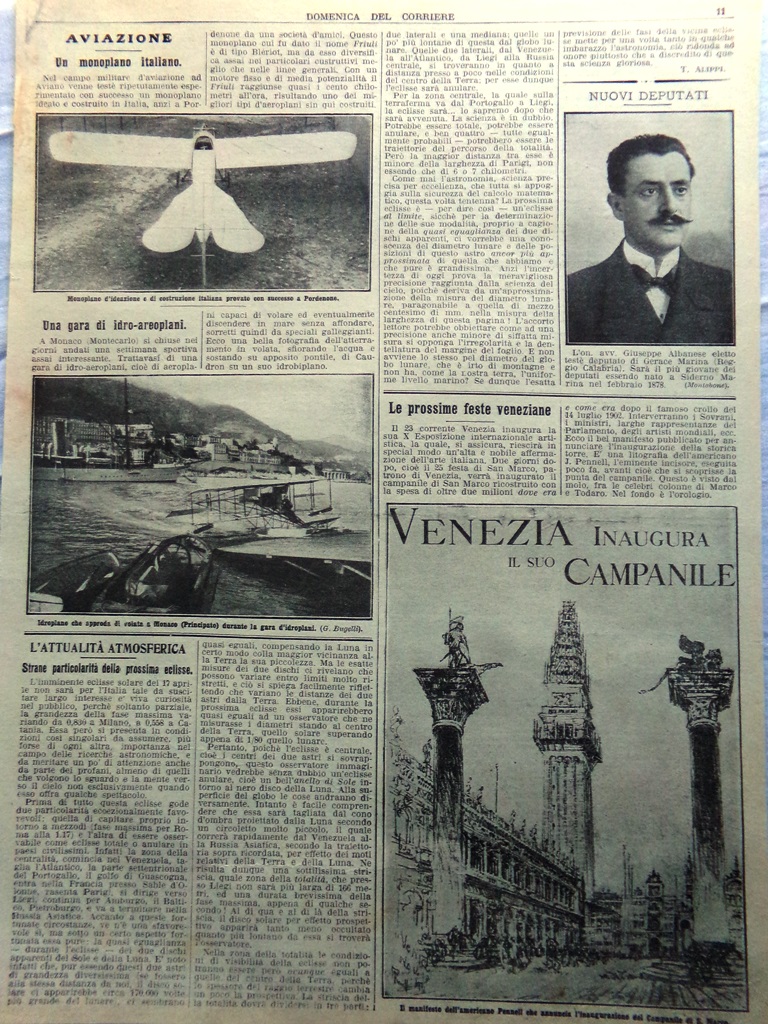 Pagine del 1912 Monoplano Italiano Feste Veneziane Giuseppe Albanese Monaco …