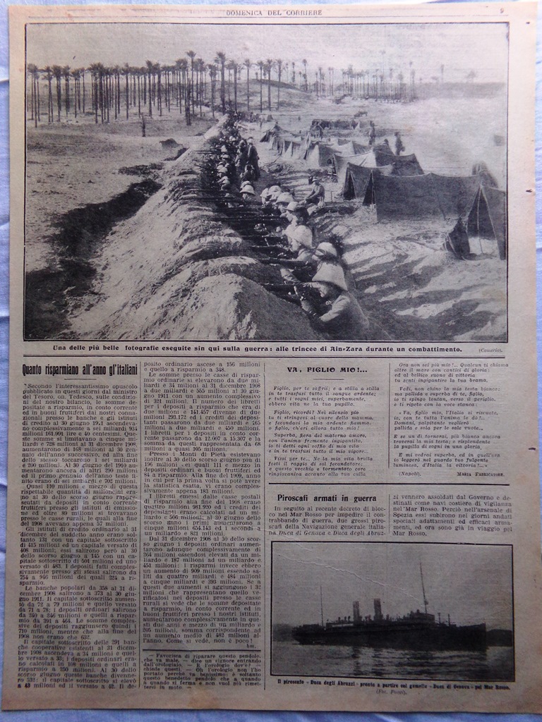 Pagine del 1912 Trincea ad Ain Zara Villa d'Este Risparmi …