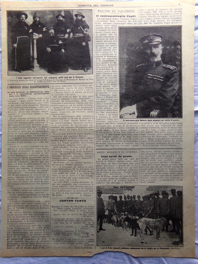 Pagine del 1912 Umberto Cagni Progressi Radiotelegrafia Medicina Arabi Cirenaica