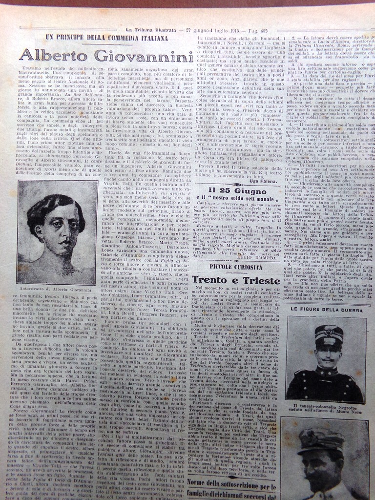 Pagine del 1915 WW1 Alberto Giovannini Negrotto Castracane Bengasi Ameglio