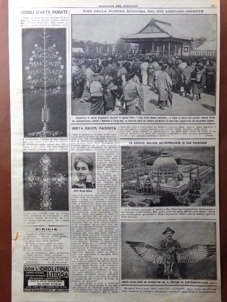 Pagine del 1915 WW1 Bertha Krupp Cimeli Rubati Esposizione San …