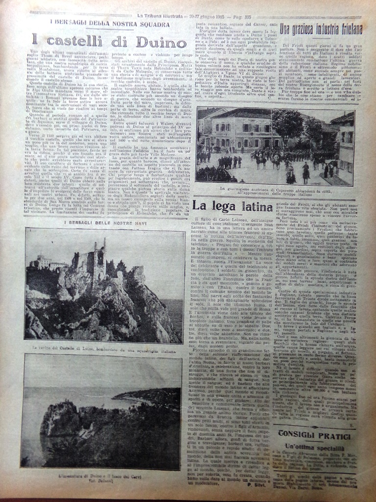 Pagine del 1915 WW1 Castelli di Duino Lega Latina Ponte …
