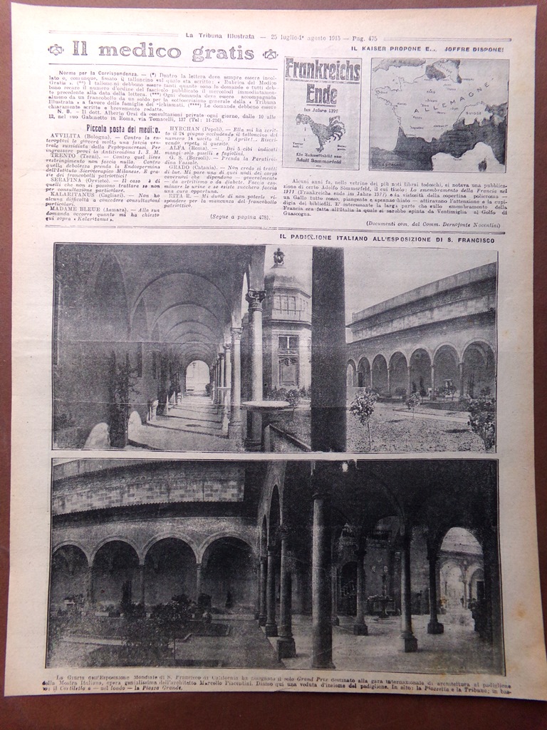 Pagine del 1915 WW1 Cortina Tofana Esposizione di San Francisco …