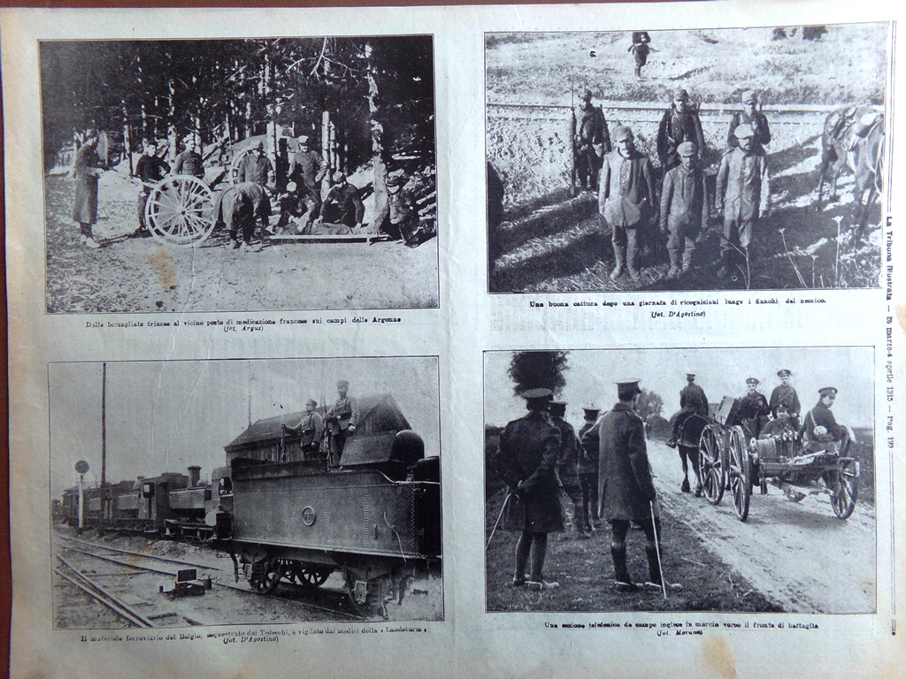 Pagine del 1915 WW1 Ferrovie Belgio Argonne Sezione Telefonica Francesi …