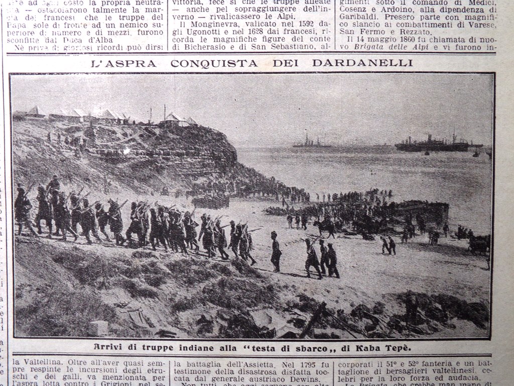 Pagine del 1915 WW1 Fotografia Arrivi Truppe indiane Dardanelli Kaba …