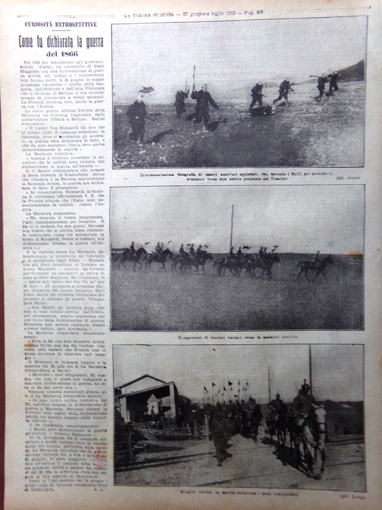 Pagine del 1915 WW1 Guerra nel 1866 Dragoni Italiani Soldato …