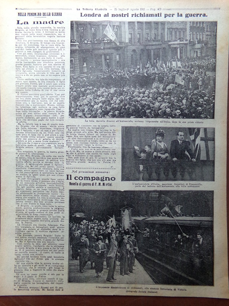 Pagine del 1915 WW1 Londra Richiamati Guerra Distribuzione Rancio Carso …