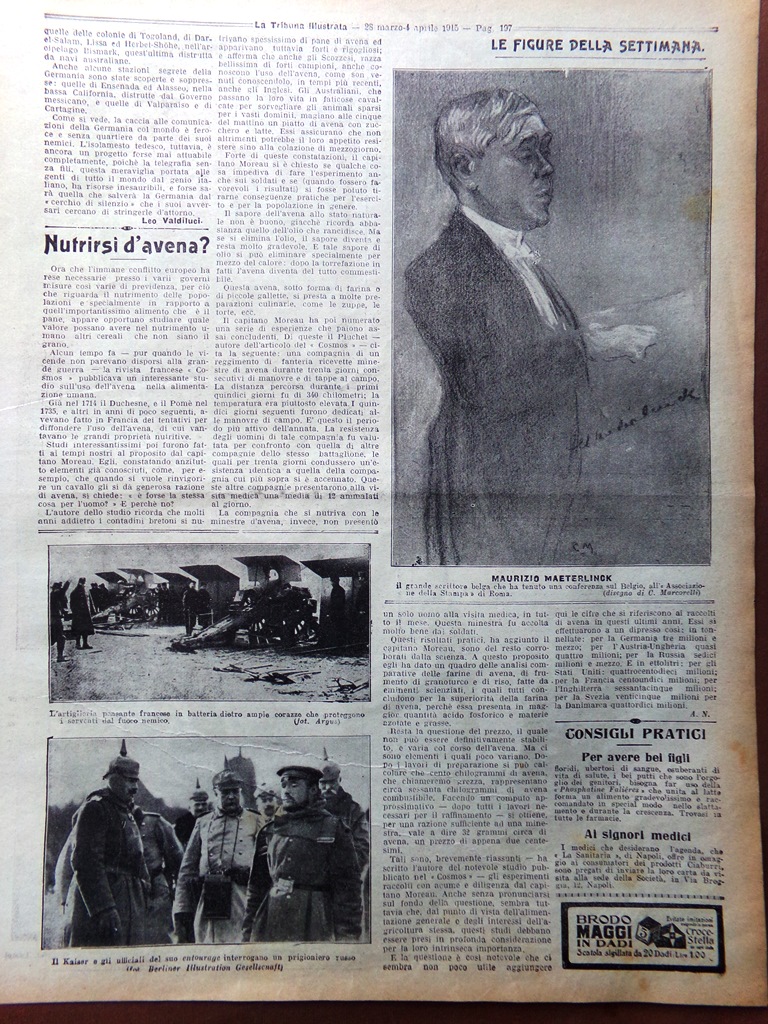 Pagine del 1915 WW1 Maurice Maeterlink Kaiser Cosacchi Don Tedeschi …