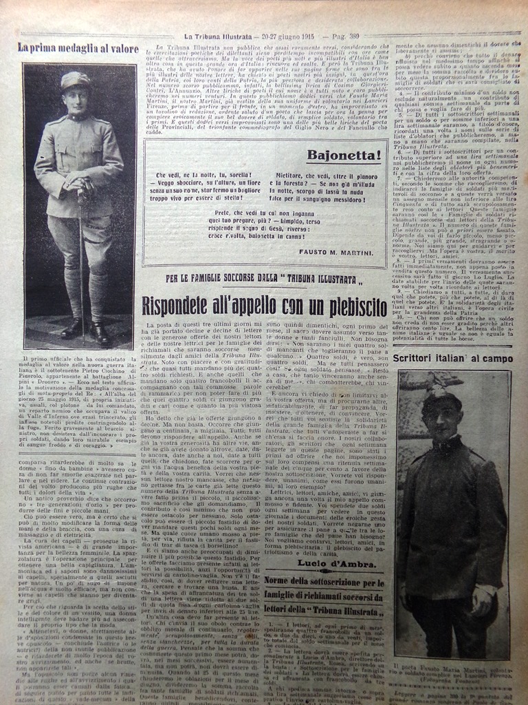 Pagine del 1915 WW1 Medaglia Pietro Ciochino Martini Porro Revel …