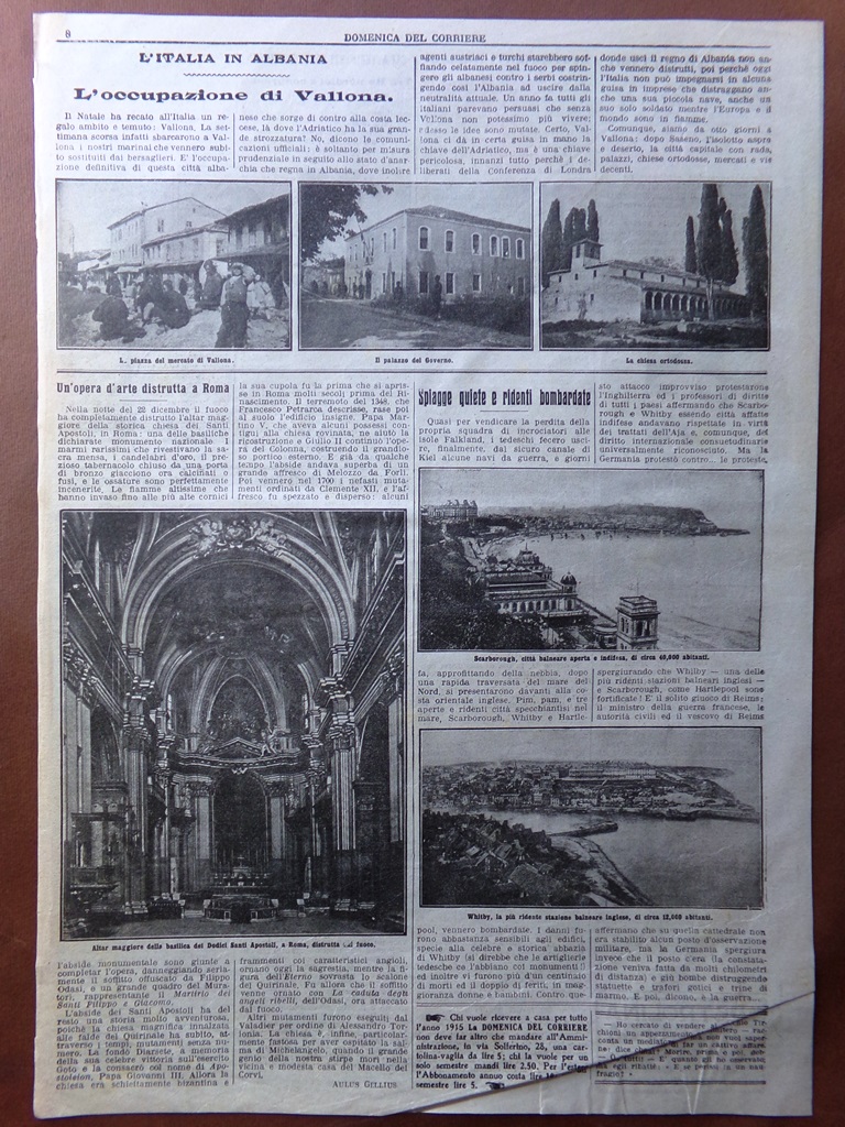 Pagine del 1915 WW1 Occupazione Valona Husayn Kamil Umberto Savoia …