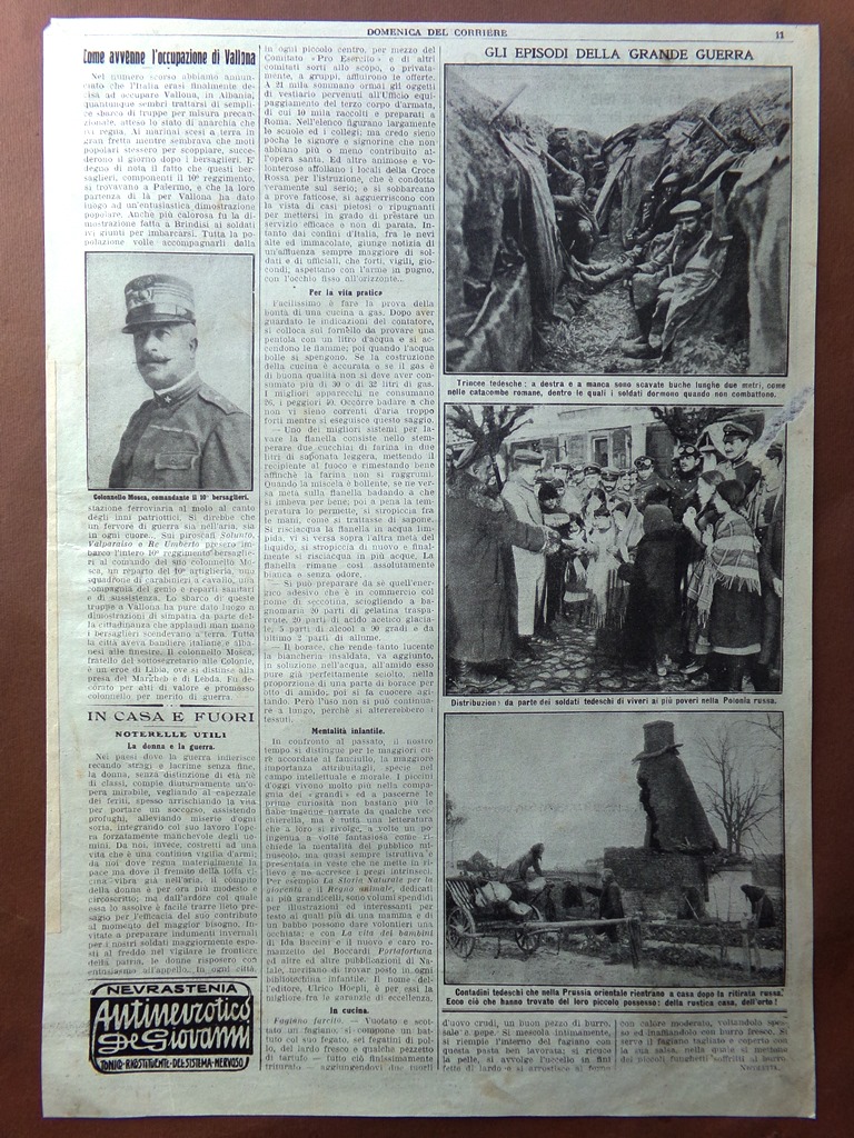 Pagine del 1915 WW1 Occupazione Valona Mosca Trincee Tedesche Cibo …